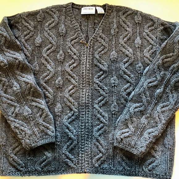 Preview International Sweaters - Grey wool sweater -M- Cardigan zip - Preview Int'l